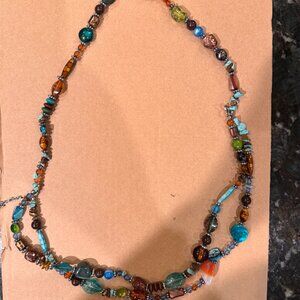 Boho Amber Beaded Statement Necklace